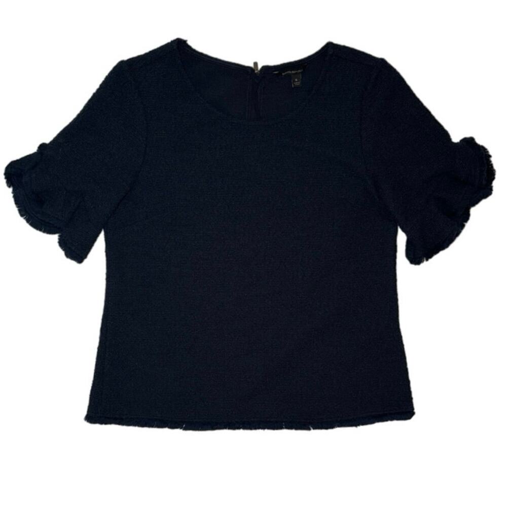Banana Republic Blue Boucle Ruffle Top